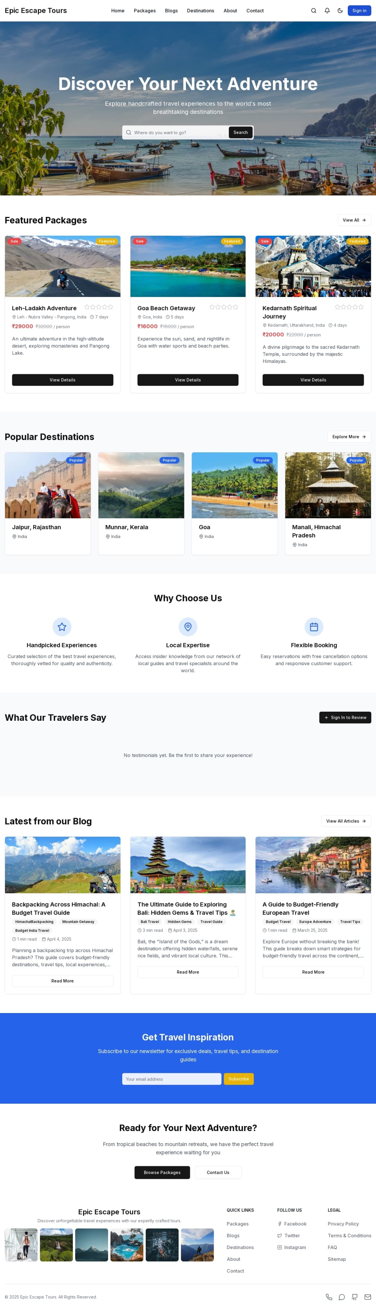 EpicEscapeTours – Travel Booking Website